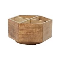 10" Natural Brown Wood Rustic Lazy Susan Caddy