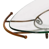 Brass Glass and Metal Modern Serving Bowl, 6" x 30" x 12"