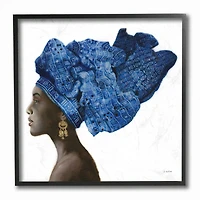Stupell Industries Strong Female Portrait Patterned Head Wrap Wall Accent with Black Frame