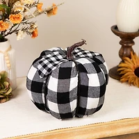 6.25" Black & White Buffalo Check Pumpkin Tabletop Décor