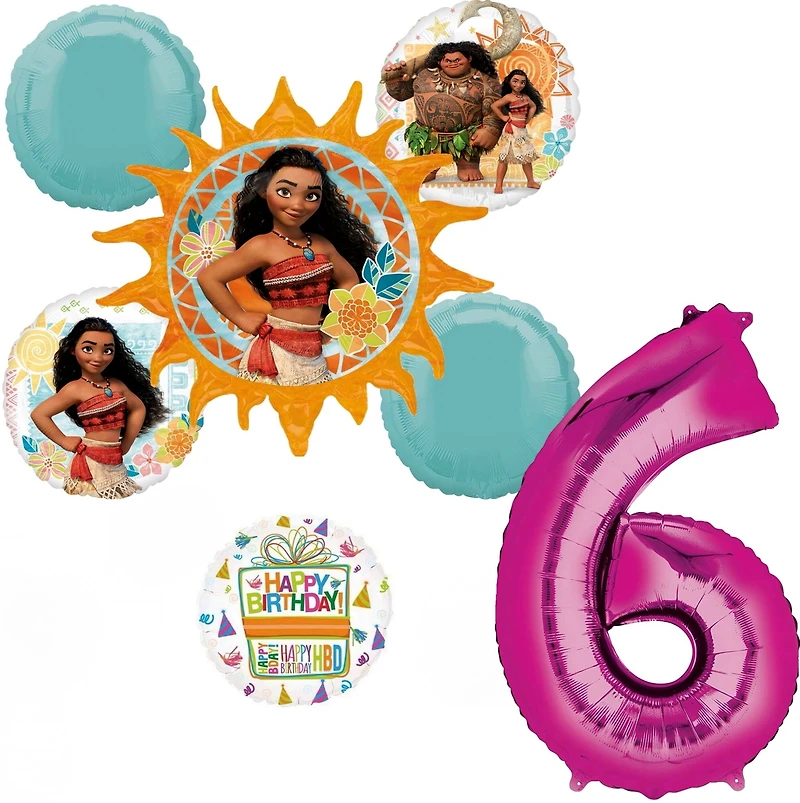 Anagram Moana Birthday Age 7-Piece Foil Balloon Bouquet