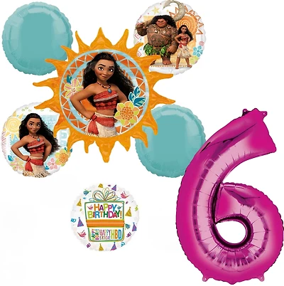 Anagram Moana Birthday Age 7-Piece Foil Balloon Bouquet