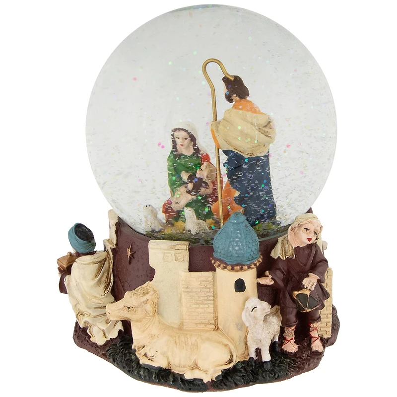 5.5" Nativity Scene Musical Snow Globe Glitterdome