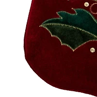 20.5" Holly Embroidered Velvet Stocking