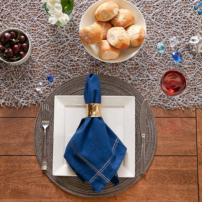 DII® Blue with Silver & Gold Border Napkins, 6ct.