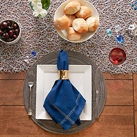 DII® Blue with Silver & Gold Border Napkins, 6ct.