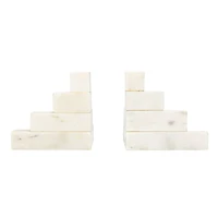 Hello Honey® 5" White Decorative Marble Stairstep Bookends Set