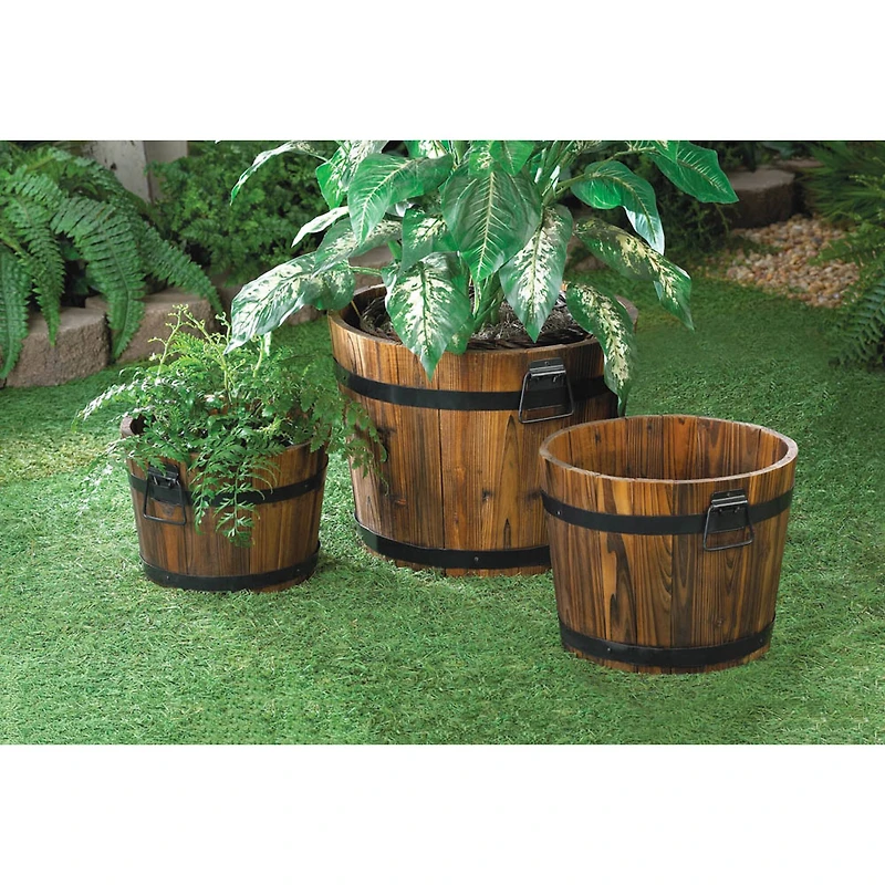 3 Apple Barrel Planters Set