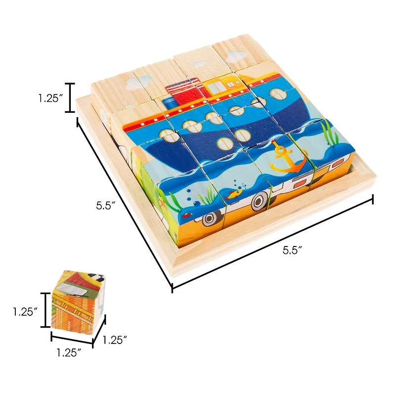 Toy Time Vehicles 6-in-1 Block Puzzle Set