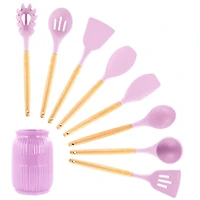 MegaChef Pink Silicone & Wood Cooking Utensils Set, 9ct.
