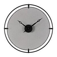 Industrial Black Metal & Gray Mesh Wall Clock