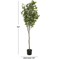 70" Green Faux Foliage Eucalyptus Artificial Tree With Black Plastic Pot