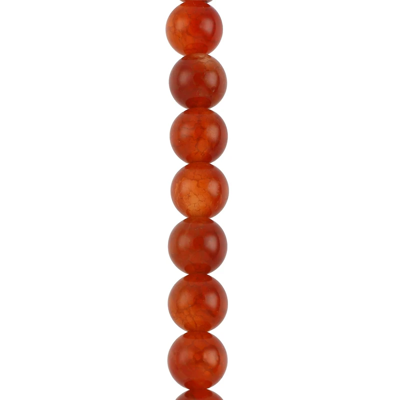 Amber Fire Agate Round Beads by Bead Landing