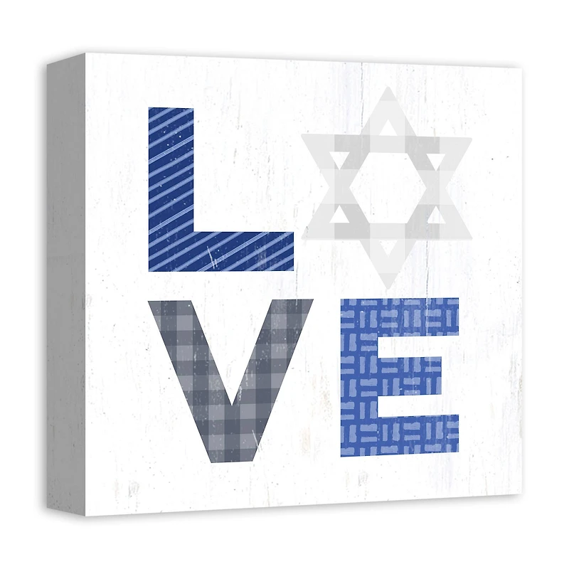 Love Hanukkah Blues 12x12 Canvas Wall Art
