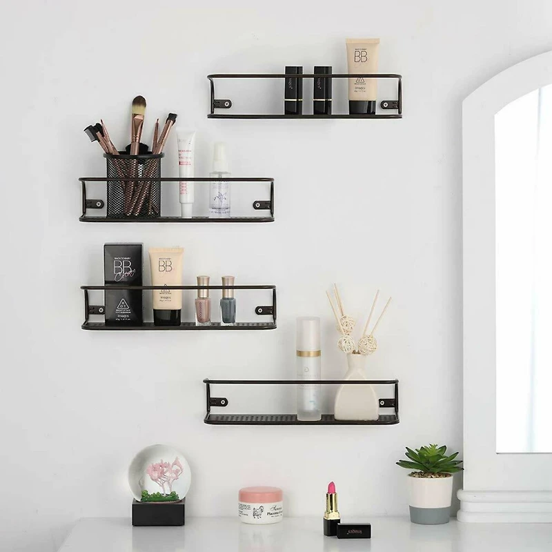 NEX™ Brown Wall-Mount Metal Spice Racks with Guard Rail, 4ct.