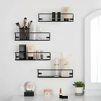 NEX™ Brown Wall-Mount Metal Spice Racks with Guard Rail, 4ct.