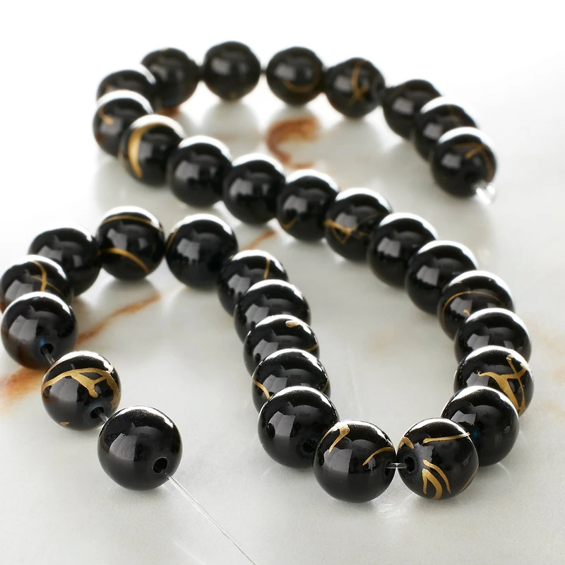 Black Coated Glass Round Beads, 8mm by Bead Landing™