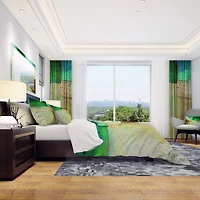 Designart 'Abstract Impression of Watercolour Blue and Yellow' Geometric Bedding Set