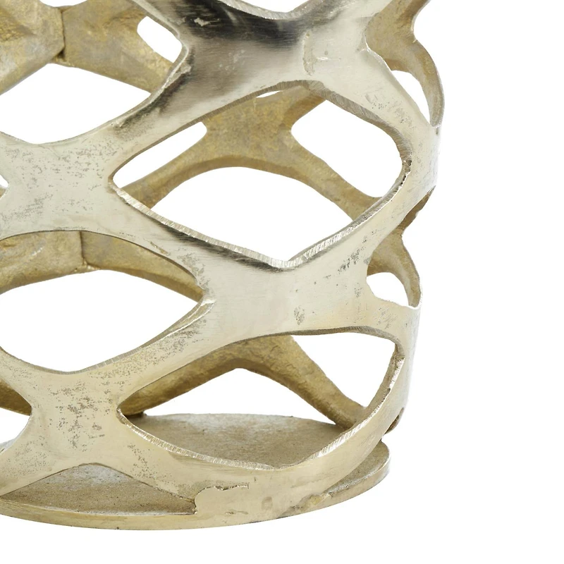 Gold Aluminum Geometric Tall Cutout Vase