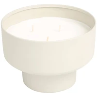 White Wax White Sage Scented Candle with Elevated Matte Light Gray Container