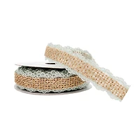 3/4" x 5yd. Faux Burlap & Lace Ribbon by Celebrate It® Classic