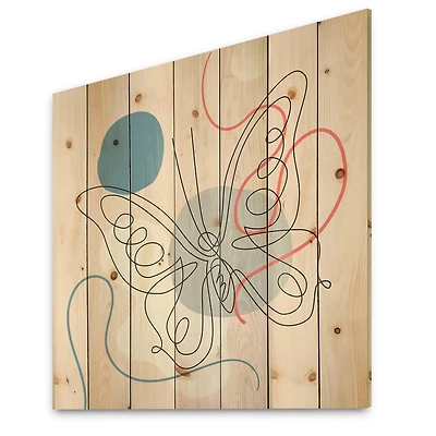 Designart - Butterfly One Line Drawing On Cubism Shapes III