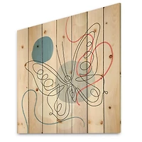 Designart - Butterfly One Line Drawing On Cubism Shapes III