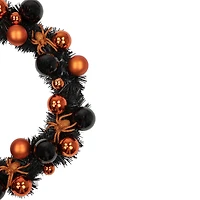 18'' Unlit Orange Spiders and Ornaments Halloween Wreath