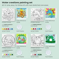Arteza® Kids Canvas Paint Kit, 4 8x8 Canvas with Brushes & Paints Water Creatures