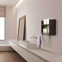 Rustic Wood Floating Storage Shelf with 3 Hooks