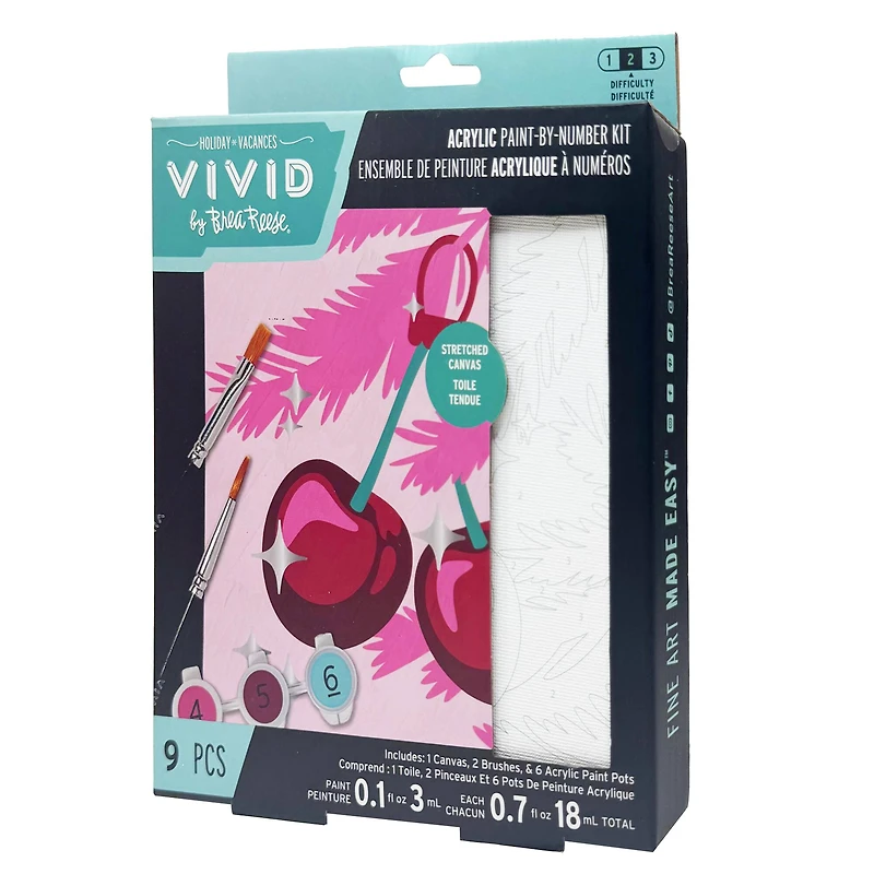VIVID by Brea Reese® Cherry Christmas Tree Acrylic Paint-by-Number Kit