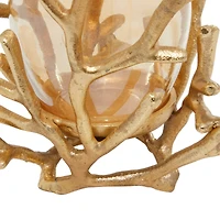 Gold Aluminum Coastal Candle Holder, 6" x 5" x 5"