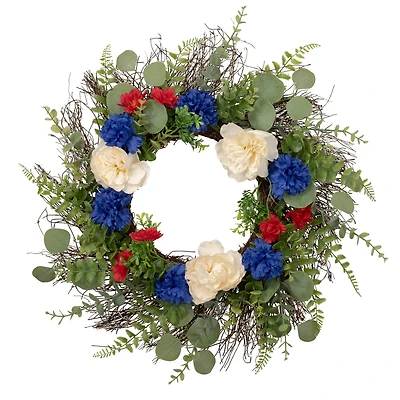 24" Americana Mixed Foliage & Florals Wreath