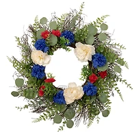 24" Americana Mixed Foliage & Florals Wreath