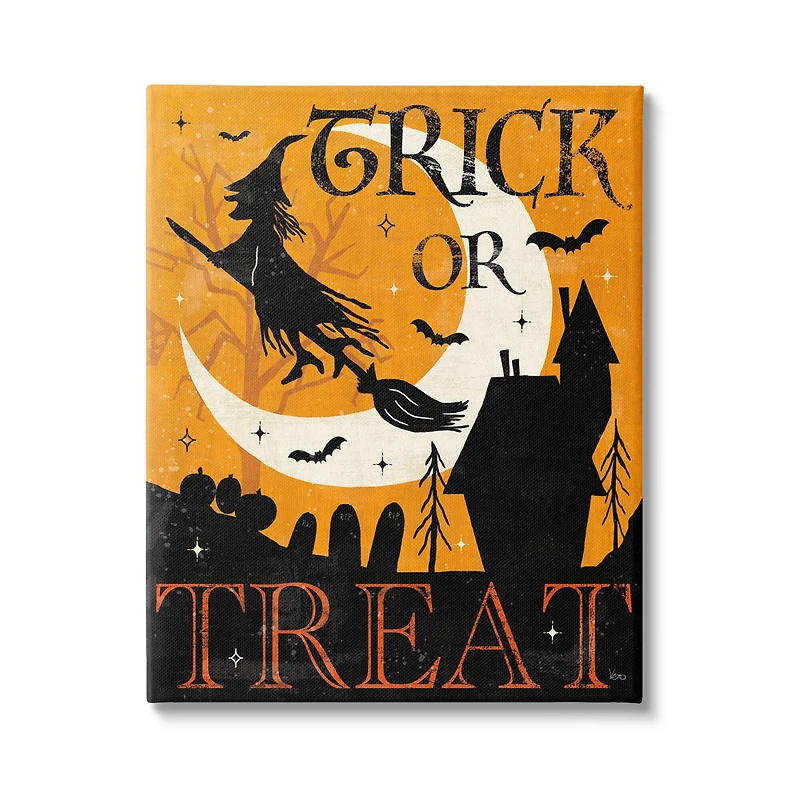 Stupell Industries Trick or Treat Halloween Witch Canvas Wall Art