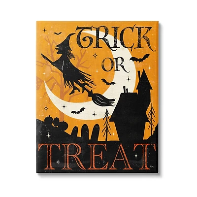 Stupell Industries Trick or Treat Halloween Witch Canvas Wall Art