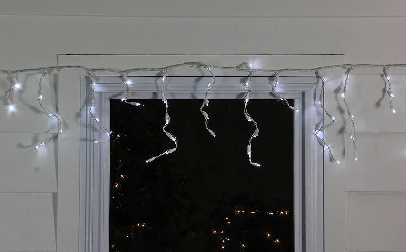 100ct. LED Wide Angle Icicle Christmas Lights With White Wire