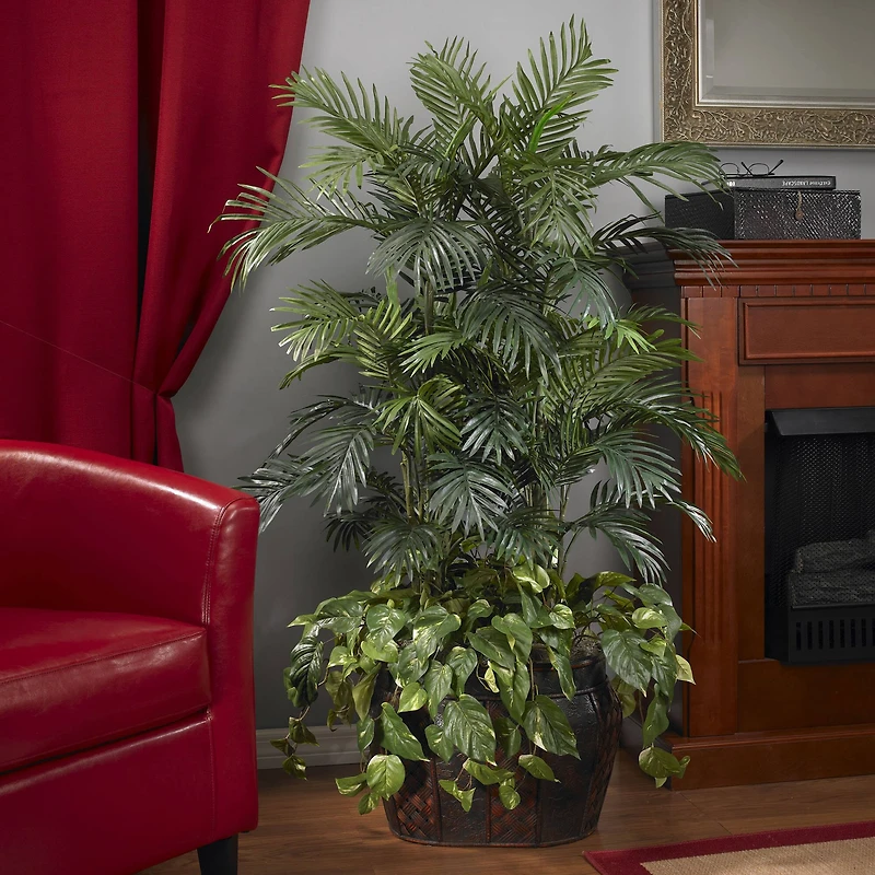 4.5ft. Double Areca Palm & Pothos in Vase