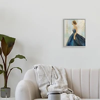 Stupell Industries Young Woman Blue Dress Soft Focus Pose in Gray Frame Wall Art