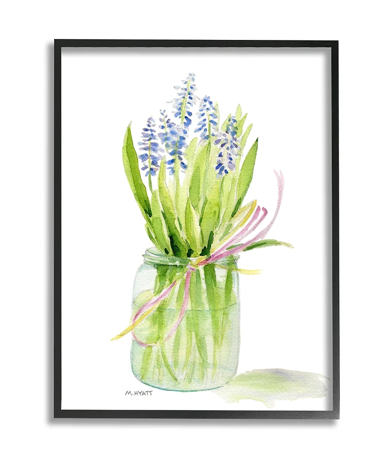 Stupell Industries Blue Hyacinth Flower Arrangement Wall Art in Frame