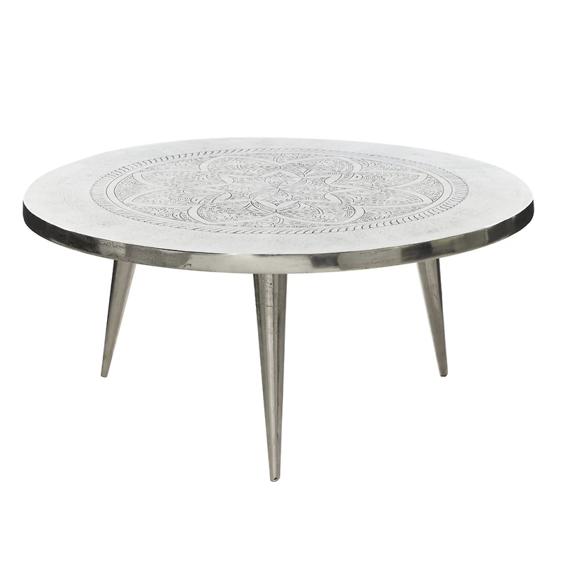 Silver Aluminum Traditional Coffee Table