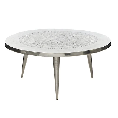 Silver Aluminum Traditional Coffee Table