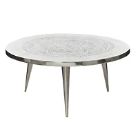 Silver Aluminum Traditional Coffee Table