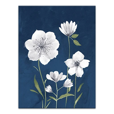 Bright Navy Flowers 30" x 40" Canvas Wall Art