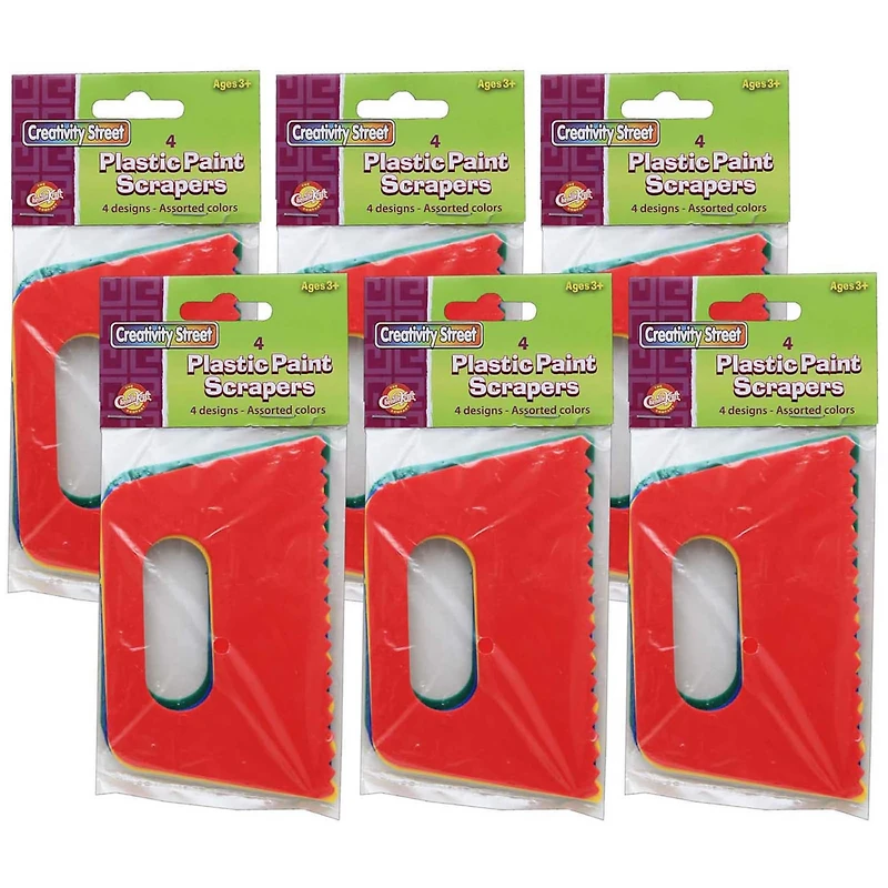 Creativity Street 5" Assorted 4 Patterns Paint Scrapers, 6 Packs