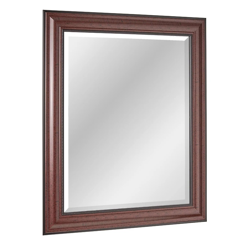 Head West Deep Cherry 28" x 34" Framed Beveled Accent Vanity Mirror