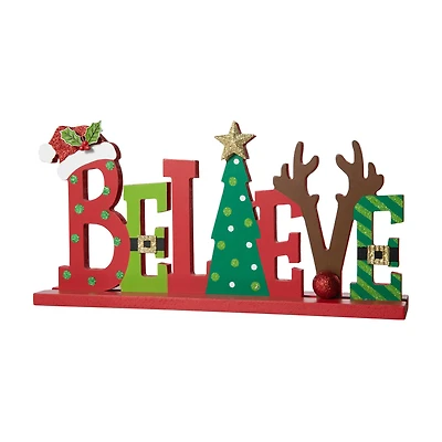 Glitzhome® 14'' BELIEVE Wooden Christmas Table Décor