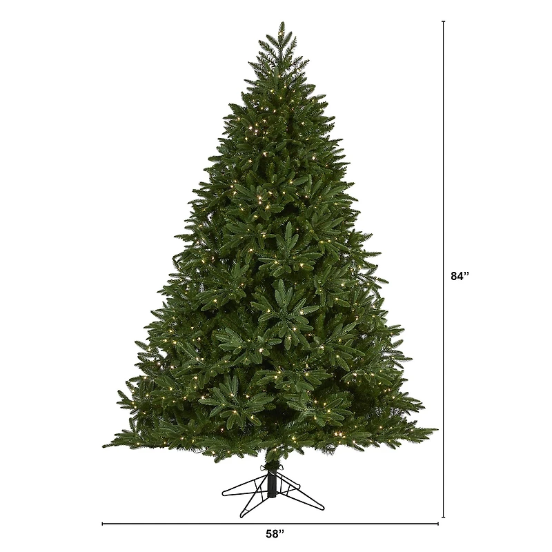 7ft. Pre-Lit Oregon Spruce Artificial Christmas Tree with Multifunction Warm White Microdot LED Lights with Instant Connect Technology