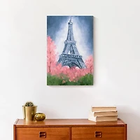 Eiffel Tower & Pink Foliage Canvas Wall Art