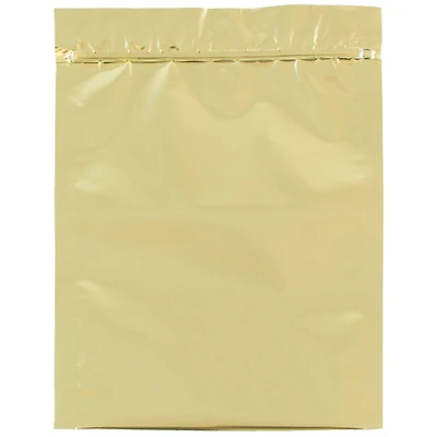 JAM Paper 5.5" x 7.5" Gold Foil Zip Lock Closure Envelopes, 25ct.